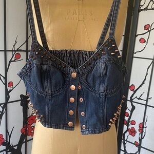 Topshop Dark Blue Denim crop top
